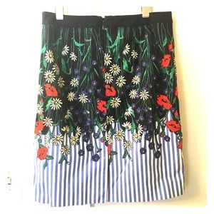 Anthropologie Postmark Floral & Striped Skirt Sz 4